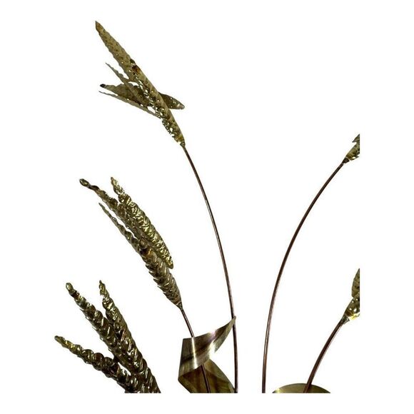 Vintage Homco Brass Wheat Wall Hanging Decoration Sculpture Set 2 MCM Retro - Picture 3 of 9